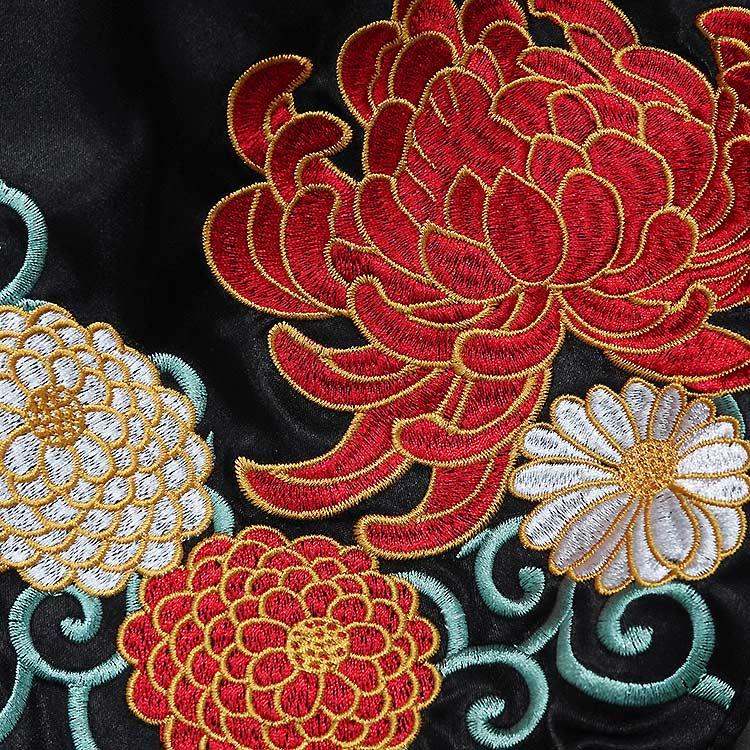 和柄スカジャン ジャパネスク 鯉の滝登り×菊に唐草刺繍 リバーシブル