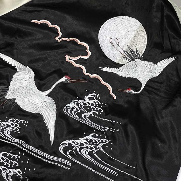 和柄スカジャン ジャパネスク 月に兎×月に鶴 刺繍 リバーシブル