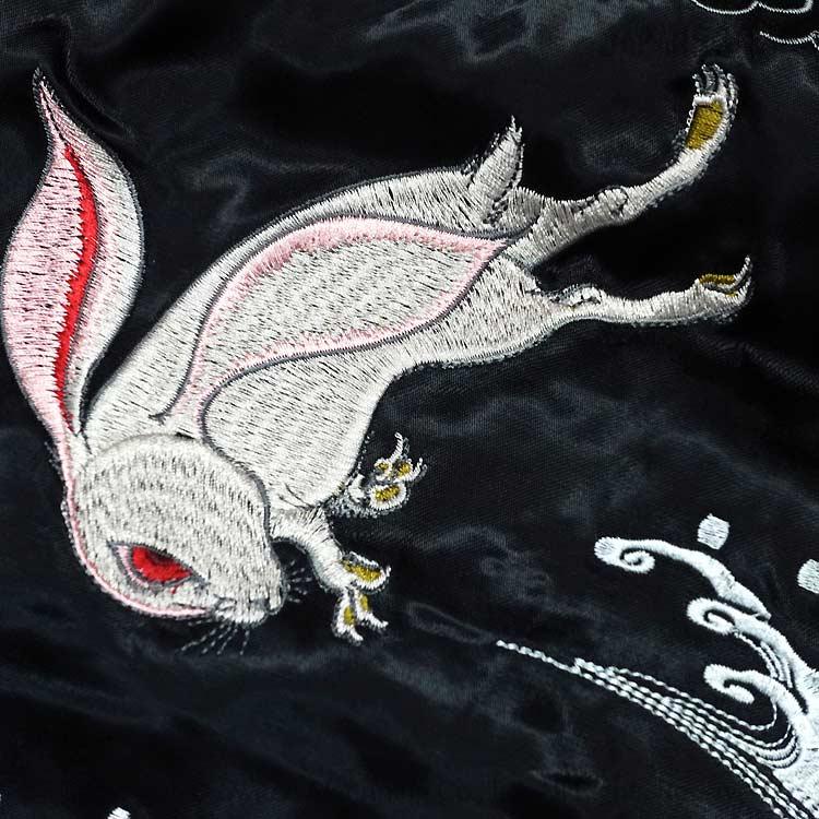 和柄スカジャン ジャパネスク 月に兎×月に鶴 刺繍 リバーシブル