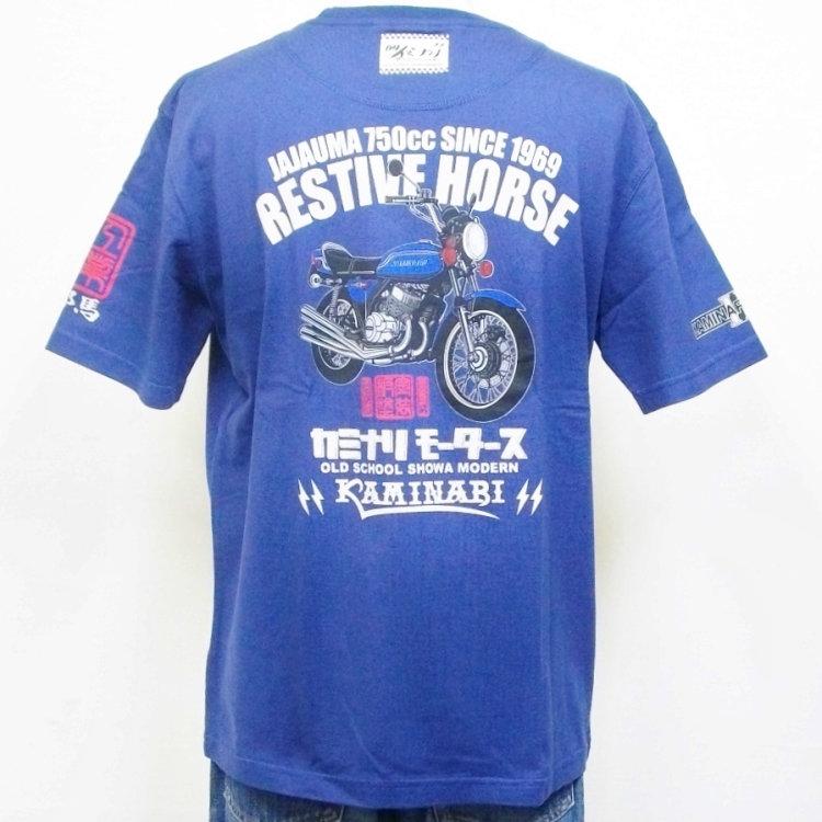 カミナリ半袖Tシャツ KMT-183 EWSTIVE HORSE カワサキマッハ3 アメカジ