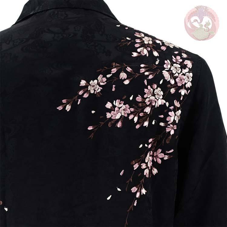 花旅楽団 桜刺繍レーヨンジャガード長袖シャツ LS-003 和柄 はなたびがくだん スクリプト :ls003:SCRIPT - 通販