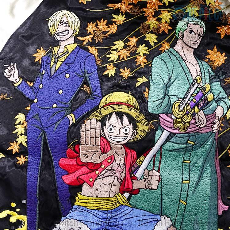 ワンピース　ONE PIECE ルフィ　ゾロ　サンジ　スカジャン　リバーシブル ワンピース ONE PIECE ルフィ・ゾロ・サンジ リバーシブル 刺繍