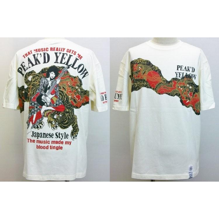 ピークドイエロー半袖Tシャツ PYT-184 ストラト&龍虎 /アメカジ バイカー ロック お姉ちゃん 和柄 | PEAK'D YELLOW | 01