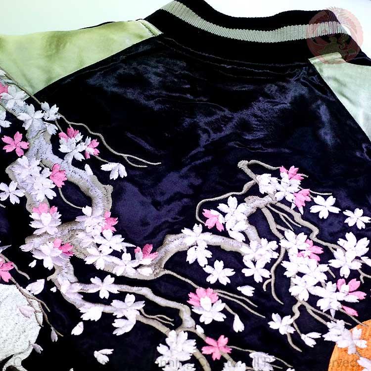 スカジャン 花旅楽団 はなたびがくだん スクリプト 桜がしゃ髑髏 刺繍