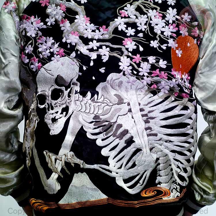 スカジャン 花旅楽団 はなたびがくだん スクリプト 桜がしゃ髑髏 刺繍