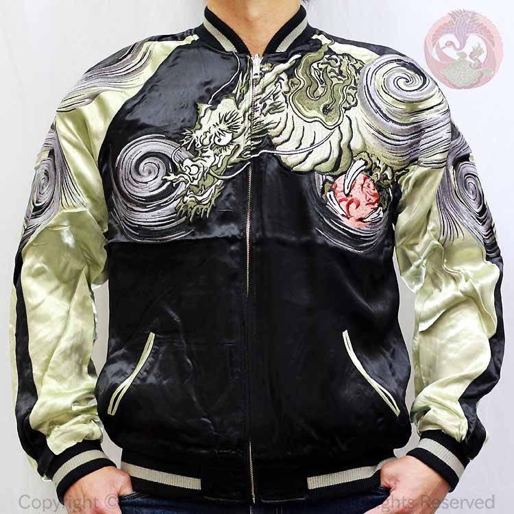 japanese clasic script スカジャン　能面　鶴　花旅楽団 japanese clasic script スカジャン 能面 鶴 花旅楽団 japanese clasic