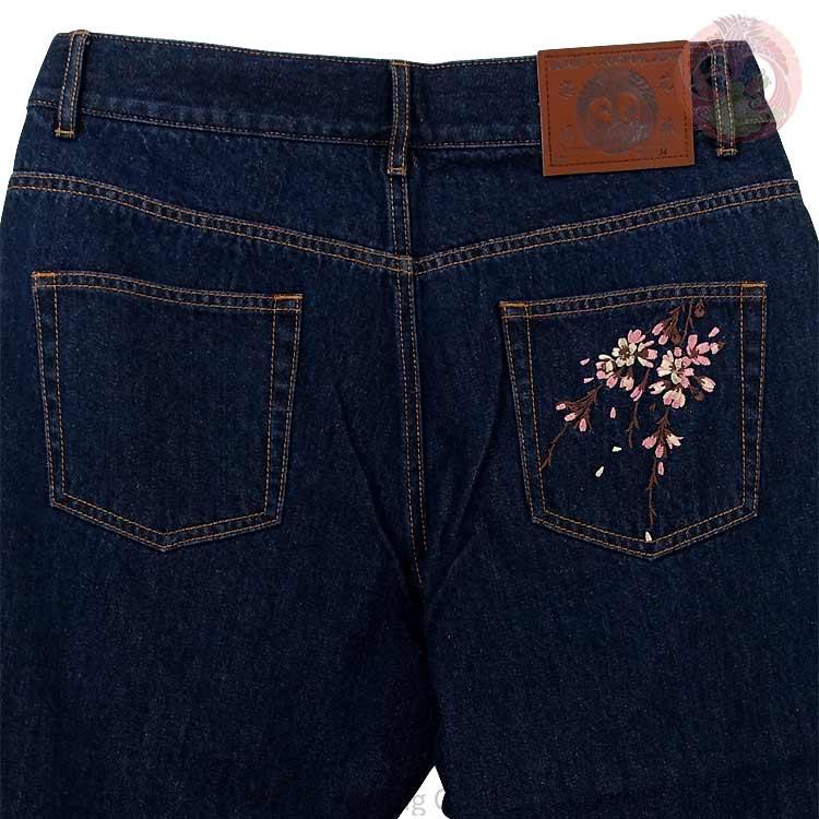 花旅楽団 はなたびがくだん スクリプト 桜刺繍デニムパンツ SP-001 和柄 "Cherry Blossom" Embroidery Jeans |  | 02