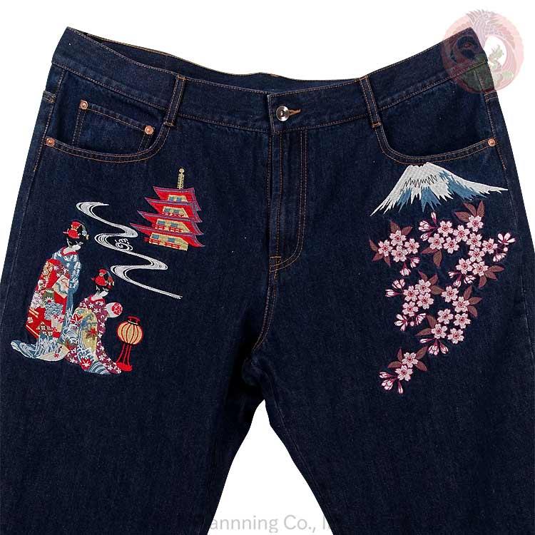 花旅楽団 はなたびがくだん スクリプト 富士舞妓刺繍デニムパンツ SP