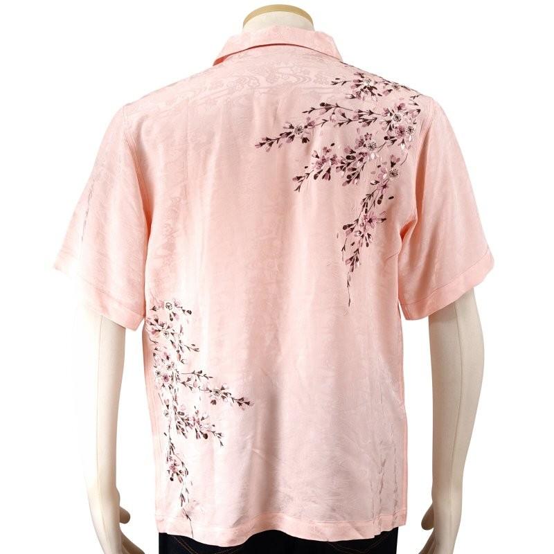 花旅楽団 桜刺繍ジャガード半袖開襟アロハシャツ SS-001/和柄