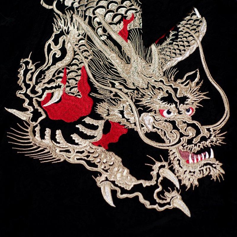 花旅楽団 龍刺繍ジャガード半袖開襟アロハシャツ SS-003/和柄
