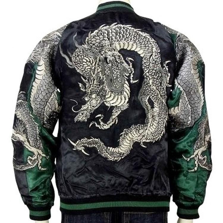 【希少】花旅楽団 スカジャン XL 刺繍和柄龍風神雷神 スクリプト 希少】花旅楽団 スカジャン XL 刺繍和柄龍風神雷神 スクリプト