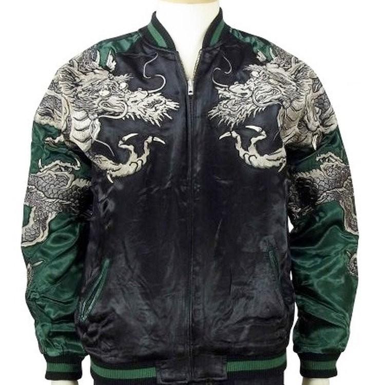 Script 花旅楽団 スクリプト　別珍　龍　和柄　刺繍　スカジャン　2面 花旅楽団 はなたびがくだんスクリプト 舞妓と日本地図鷹龍虎刺繍 別珍