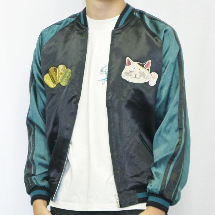 スカジャン 花旅楽団 はなたびがくだんスクリプト 招き猫 SSJ-514 和柄