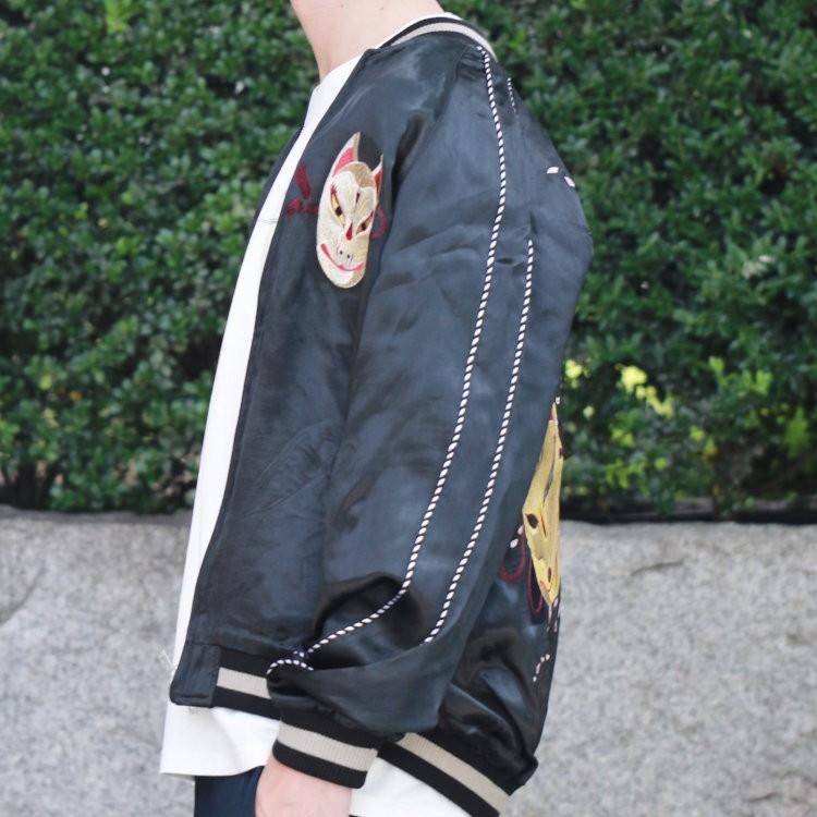 花旅楽団 スプリクト リバーシブルスカジャン 月見狐柄 レーヨン製