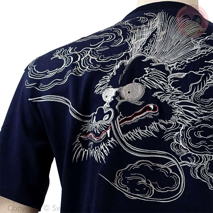 和柄Tシャツ 花旅楽団 はなたびがくだん スクリプト 雲龍刺繍半袖Tシャツ ST-401 Cloud Dragon |  | 08
