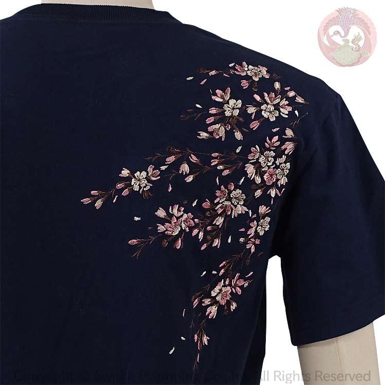 和柄Tシャツ 花旅楽団 はなたびがくだん スクリプト 桜に金魚刺繍半袖Tシャツ ST-403 Cherry blossoms and goldfish |  | 08
