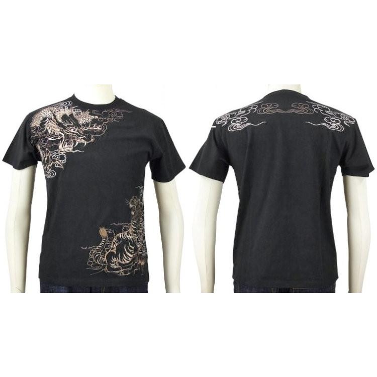 花旅楽団 はなたびがくだんスクリプト刺繍半袖Tシャツ ST-501 龍虎 /和柄/ジャポニカブラッド10掲載 |  | 01