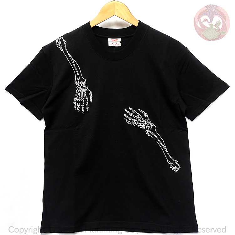 和柄Tシャツ 花旅楽団 はなたびがくだん スクリプト 抱き着き髑髏 刺繍 半袖Tシャツ ST-504 |  | 01