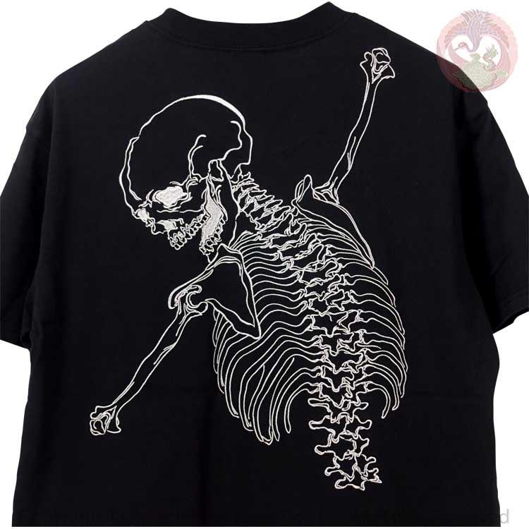 和柄Tシャツ 花旅楽団 はなたびがくだん スクリプト 抱き着き髑髏 刺繍 半袖Tシャツ ST-504 |  | 02