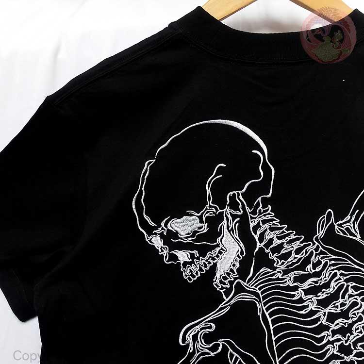 和柄Tシャツ 花旅楽団 はなたびがくだん スクリプト 抱き着き髑髏 刺繍 半袖Tシャツ ST-504 |  | 05