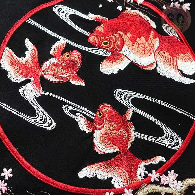 和柄T 花旅楽団 はなたびがくだん スクリプト 桜金魚刺繍半袖Tシャツ ST-601 |  | 15