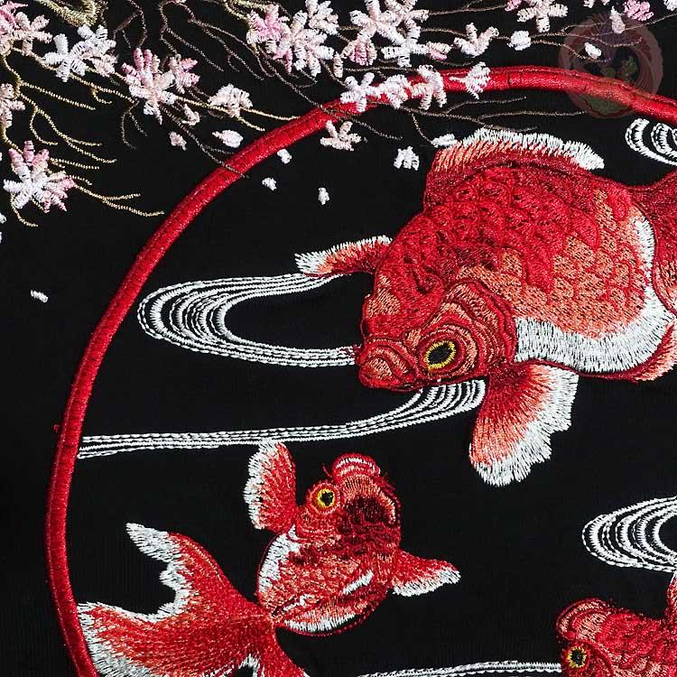 和柄T 花旅楽団 はなたびがくだん スクリプト 桜金魚刺繍半袖Tシャツ ST-601 |  | 12