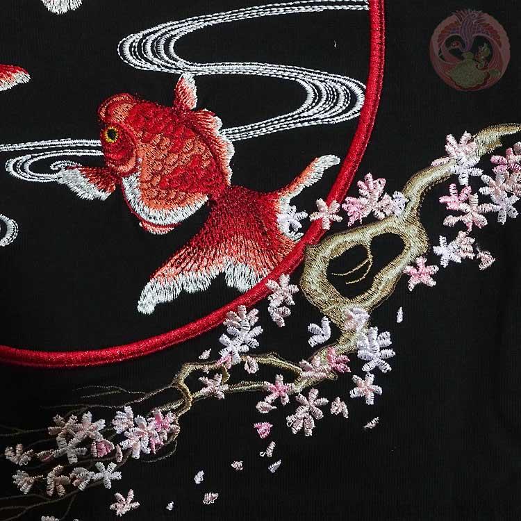 和柄T 花旅楽団 はなたびがくだん スクリプト 桜金魚刺繍半袖Tシャツ ST-601 |  | 13