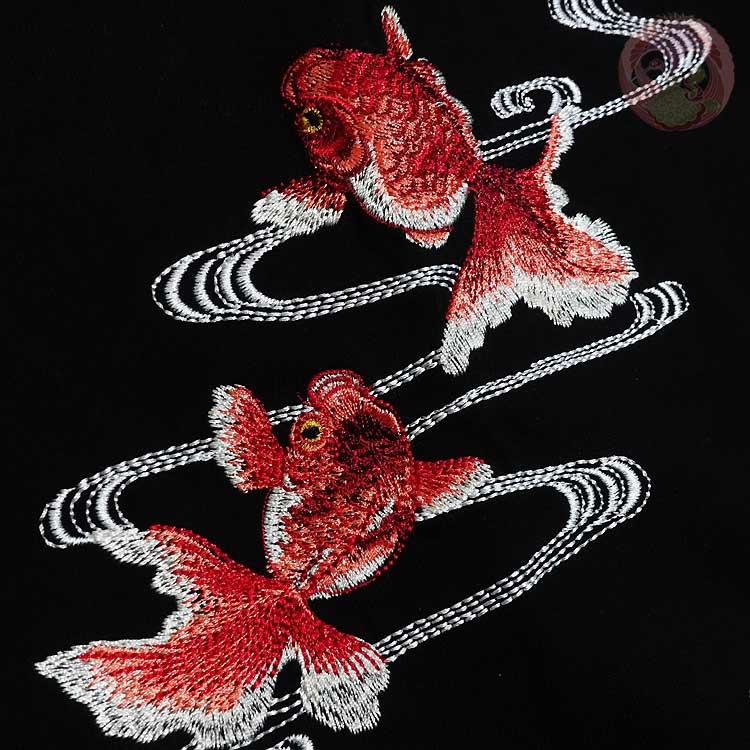 和柄T 花旅楽団 はなたびがくだん スクリプト 桜金魚刺繍半袖Tシャツ ST-601 |  | 02