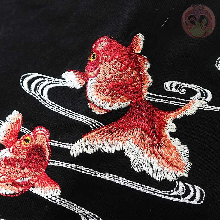 和柄T 花旅楽団 はなたびがくだん スクリプト 桜金魚刺繍半袖Tシャツ ST-601 |  | 07