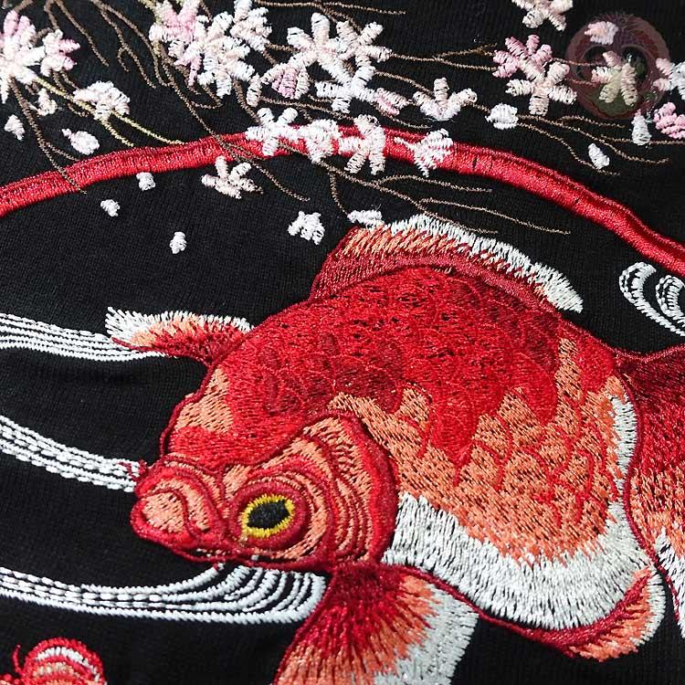 和柄T 花旅楽団 はなたびがくだん スクリプト 桜金魚刺繍半袖Tシャツ ST-601 |  | 09