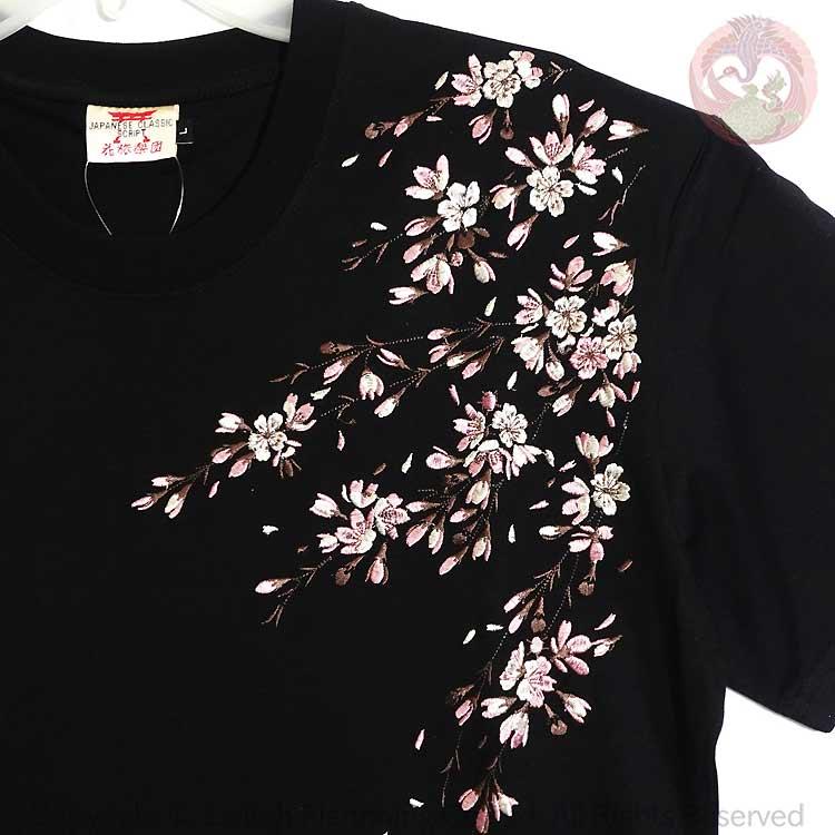 和柄T 花旅楽団 はなたびがくだん スクリプト 桜刺繍半袖Tシャツ ST-602 |  | 02