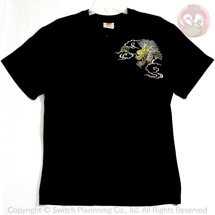 和柄T 花旅楽団 はなたびがくだん スクリプト 日本地図に龍虎 刺繍半袖Tシャツ ST-603 |  | 01