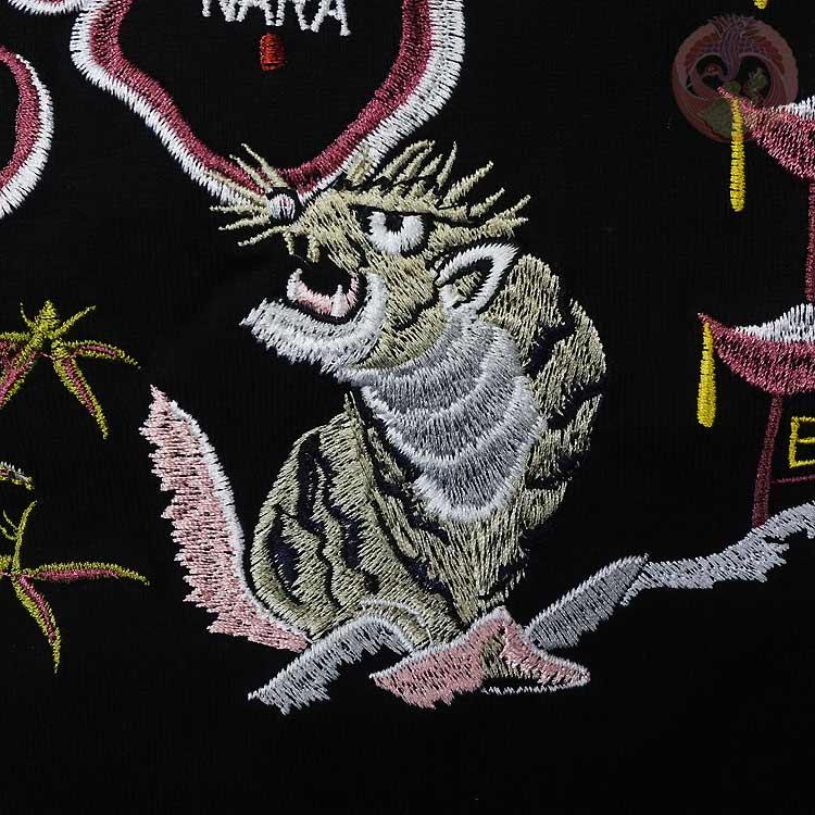 和柄T 花旅楽団 はなたびがくだん スクリプト 日本地図に龍虎 刺繍半袖Tシャツ ST-603 |  | 09