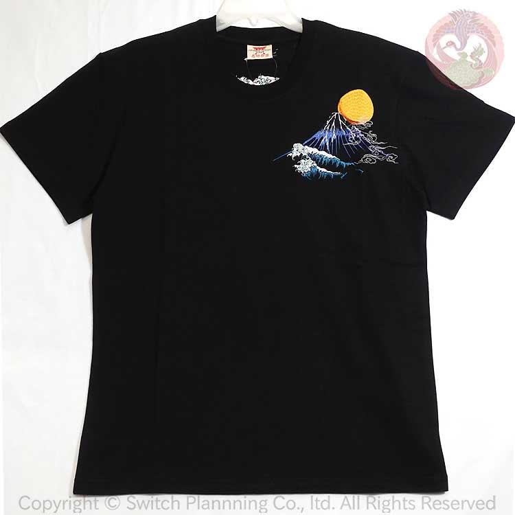 和柄T 花旅楽団 はなたびがくだん スクリプト 波に鯨 刺繍半袖Tシャツ ST-605 |  | 01