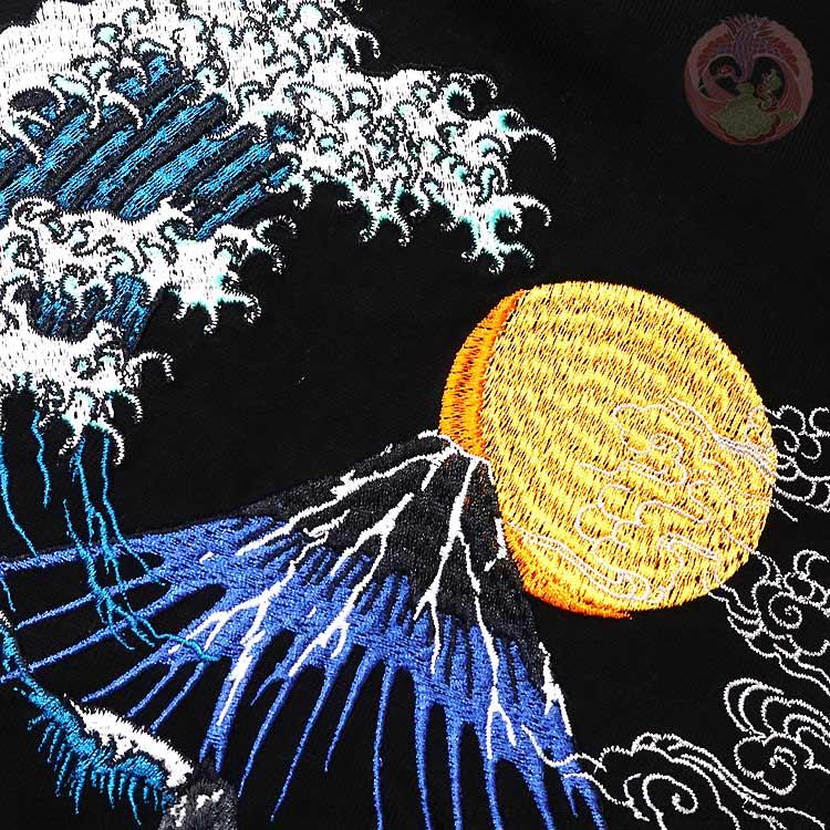 和柄T 花旅楽団 はなたびがくだん スクリプト 波に鯨 刺繍半袖Tシャツ ST-605 |  | 06