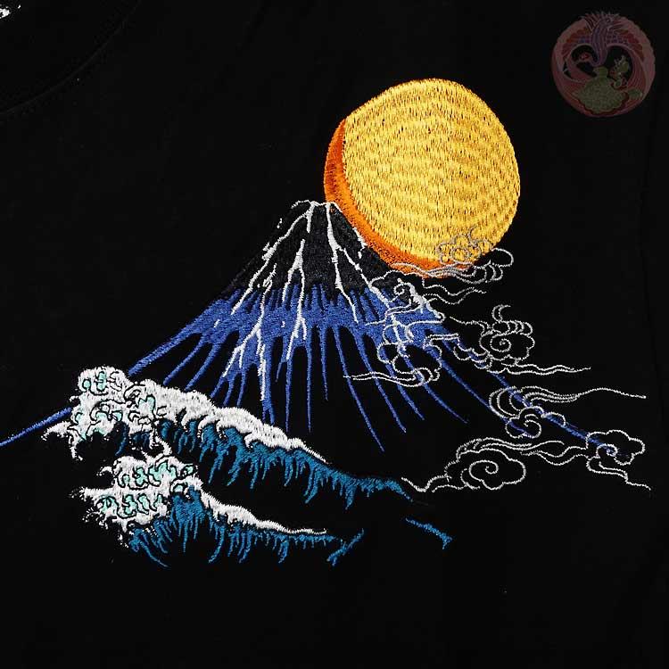 和柄T 花旅楽団 はなたびがくだん スクリプト 波に鯨 刺繍半袖Tシャツ ST-605 |  | 07