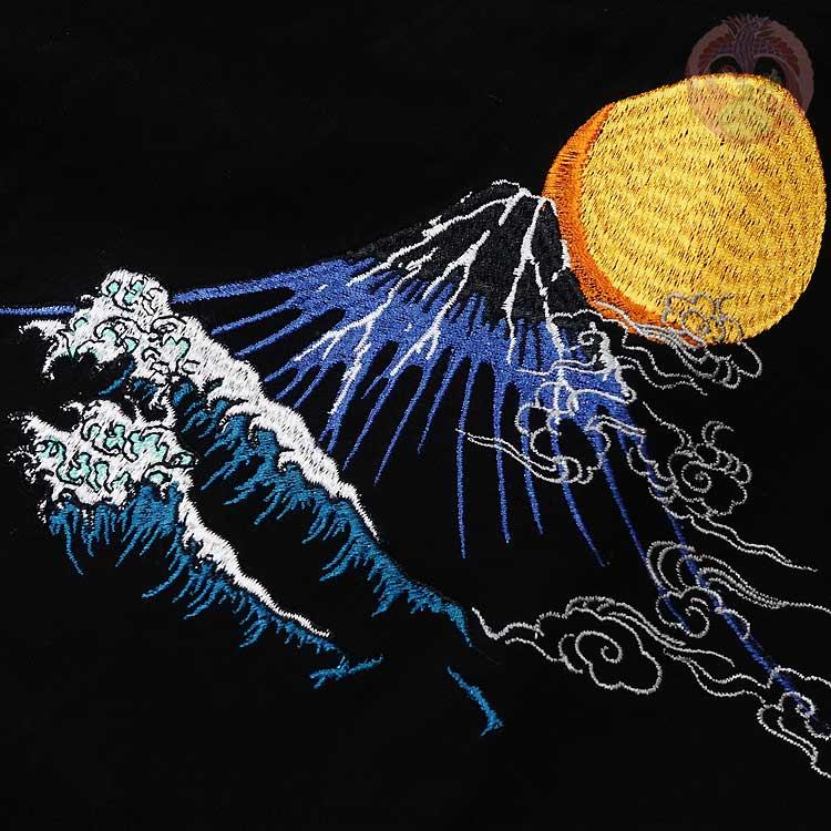 和柄T 花旅楽団 はなたびがくだん スクリプト 波に鯨 刺繍半袖Tシャツ ST-605 |  | 08