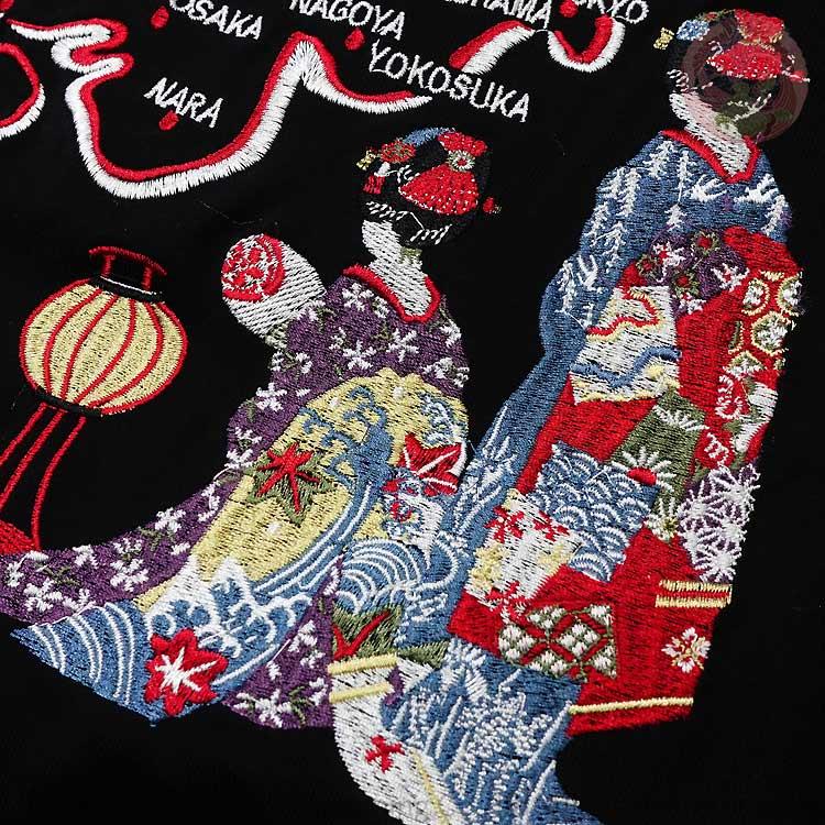 和柄T 花旅楽団 はなたびがくだん スクリプト 花火と舞妓 刺繍半袖Tシャツ ST-606 |  | 10