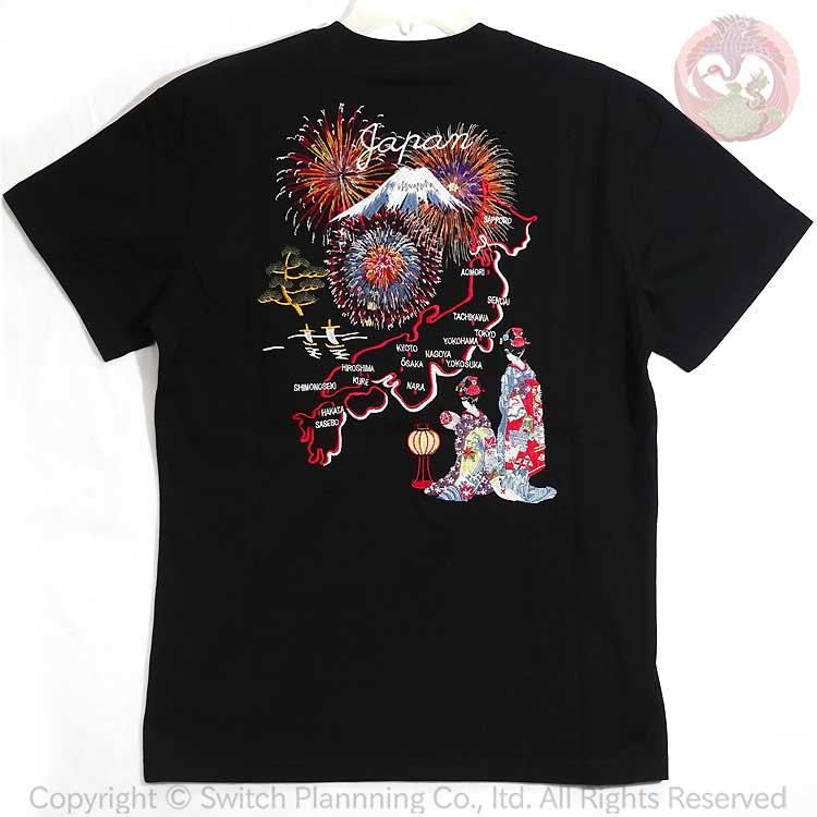 和柄T 花旅楽団 はなたびがくだん スクリプト 花火と舞妓 刺繍半袖Tシャツ ST-606 |  | 03