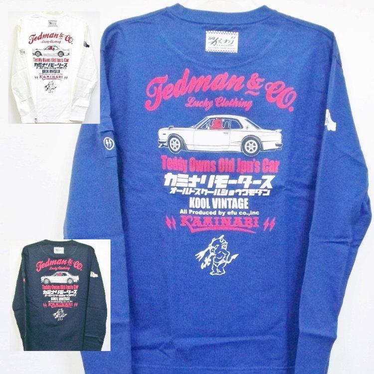 カミナリ×テッドマン コラボ長袖Tシャツ ロンT TDKMLT-70 TEDMAN×ハコスカ アメカジ レトロ 旧車｜bscrawler