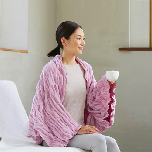 [BSファイン]快眠レムケット｜着る岩盤浴 BSFINE ピンク BSファイン]ふわふわレムケット肩掛け【公式】｜着る岩盤浴 BSFINE