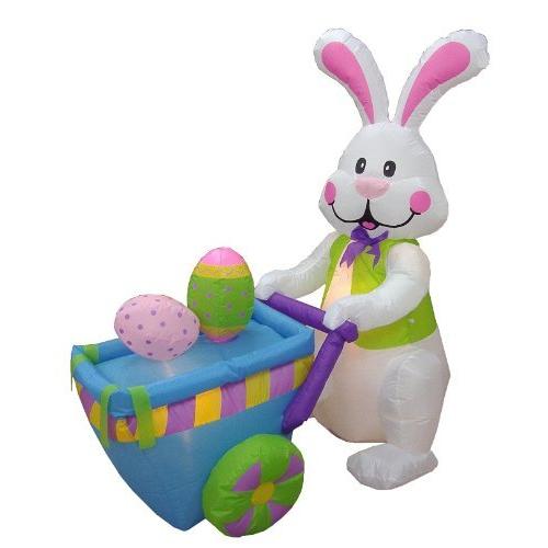 並行輸入品BZB Goods イースター用空気注入式バニー押しカート 卵付き ライト付きLEDライト 屋外 屋内 休日 パーティーデコレーション ブロ