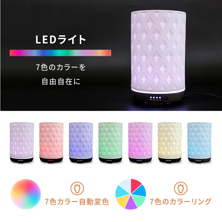 【日本初上陸】 Earnest Living アロマディフューザー 250ml 陶器製 加湿器 優雅ホワイト 超音波式 切タイマー機能 7色間接照明 4段時間設定 空焚き防止 |  | 04
