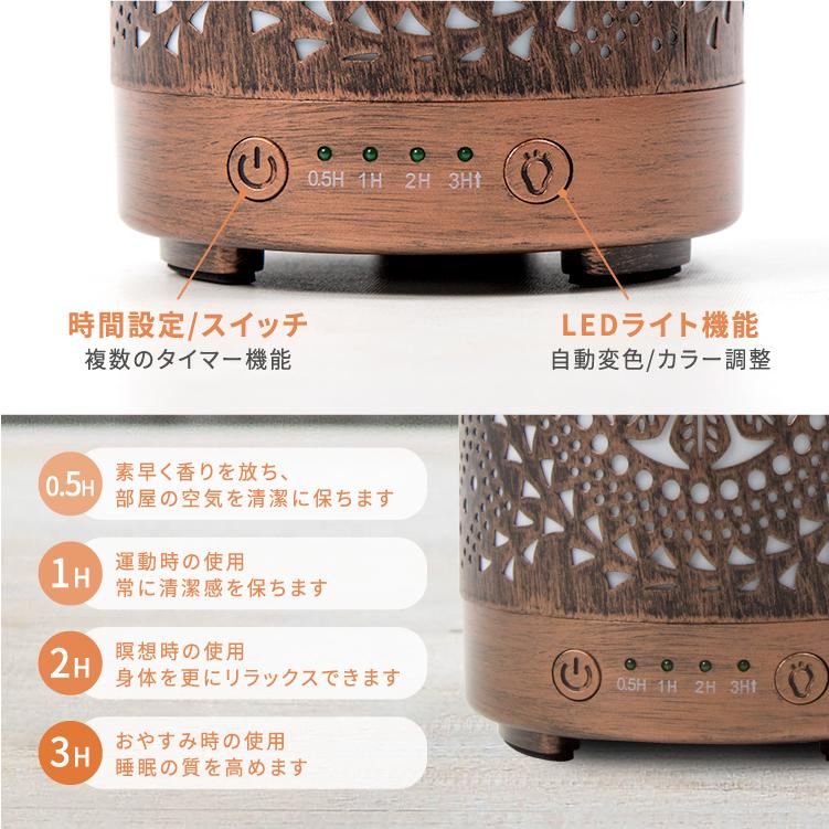 【日本初上陸】 Earnest Living アロマディフューザー 100ml 金属製 加湿器 ブロンズ色 超音波式 切タイマー機能 7色間接照明 4段時間設定 空焚き防止 |  | 02