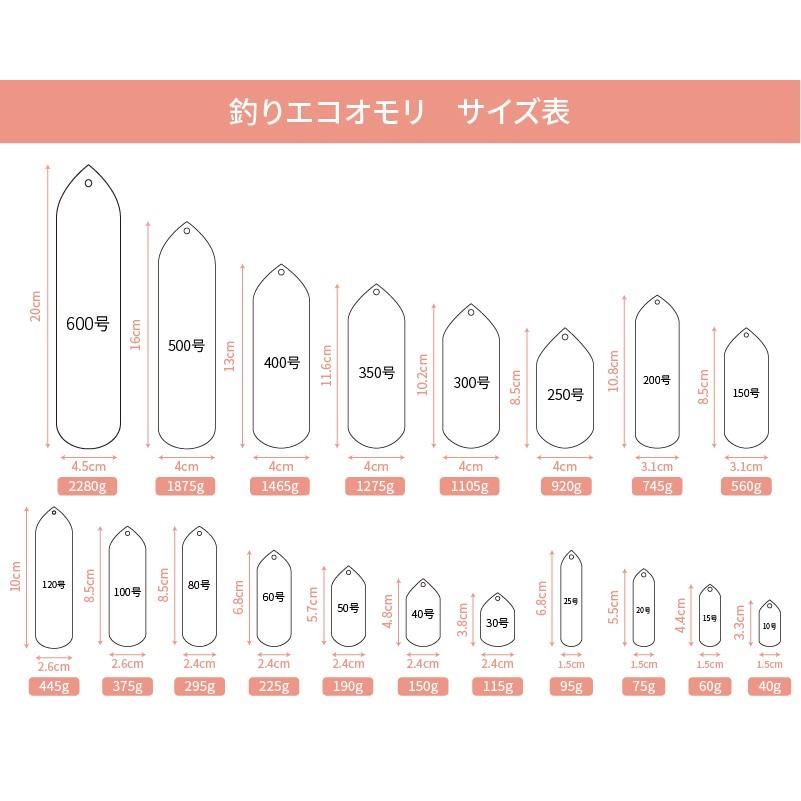 【メーカー直送品】《釣りエコオモリ200号》５個パック　ホワイト　約745ｇ　鉄製鉛フリー　無毒性　完全分解　環境安全《ES200W5》 |  | 06