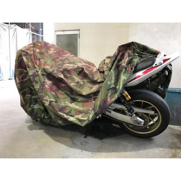 ボディーカバー 大型バイク用 XLサイズ 迷彩＆シルバー : BSMK工房