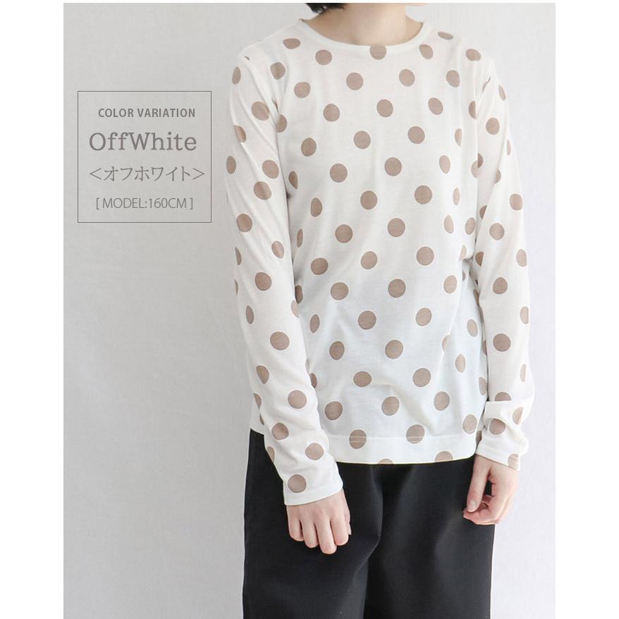 新品今季春夏物CRECENT クレッシェントドッド柄 長袖カットソー M カットソー Tシャツ 秋冬 レディース ドット プルオーバー 長袖