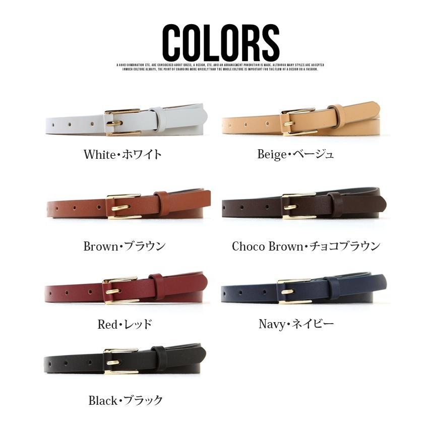 細ベルト フェイクレザーベルト レディース ゴールド バックル