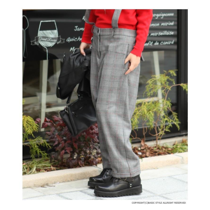 サルエル パンツ 　レディース　秋冬　サスペンダー付き　ウエストゴム　切り替え　グレーンチェック　M　Lサイズ 　サロペット　ゆったり　大きいサイズ |  | 17