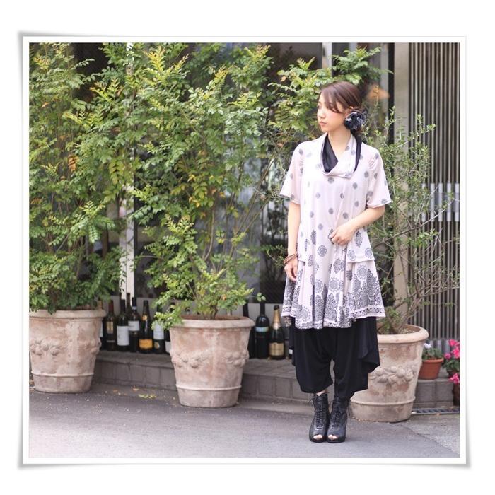 ポッキリsale ワンピース 春夏 フレアワンピース エスニック チュニック 半袖 ストール 2点セット オリエンタル柄 タック Aライン フレア 0409 O Basic Style 通販 Yahoo ショッピング